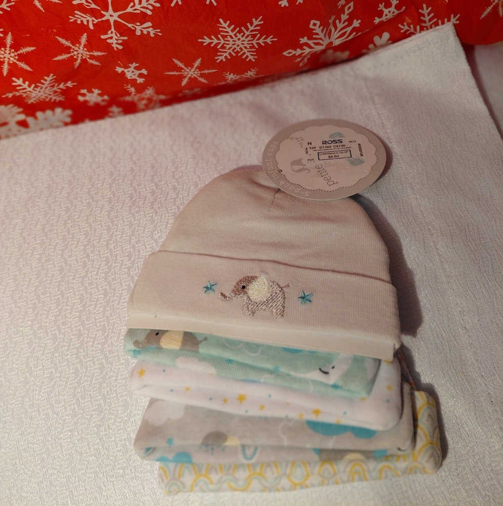 Charming Infant Hats with Elephant Design - Cream